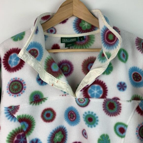 L.L. Bean Fleece Pullover Womens 1X Quarter Snap Jacket Geometric Starburst - Picture 4 of 9